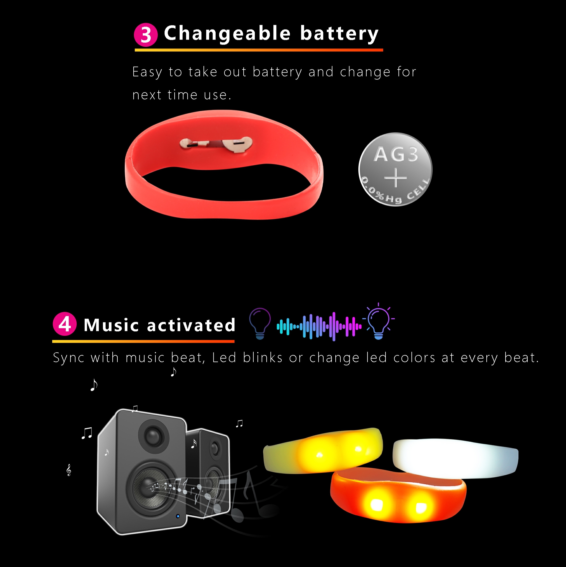 sound activated led wristband