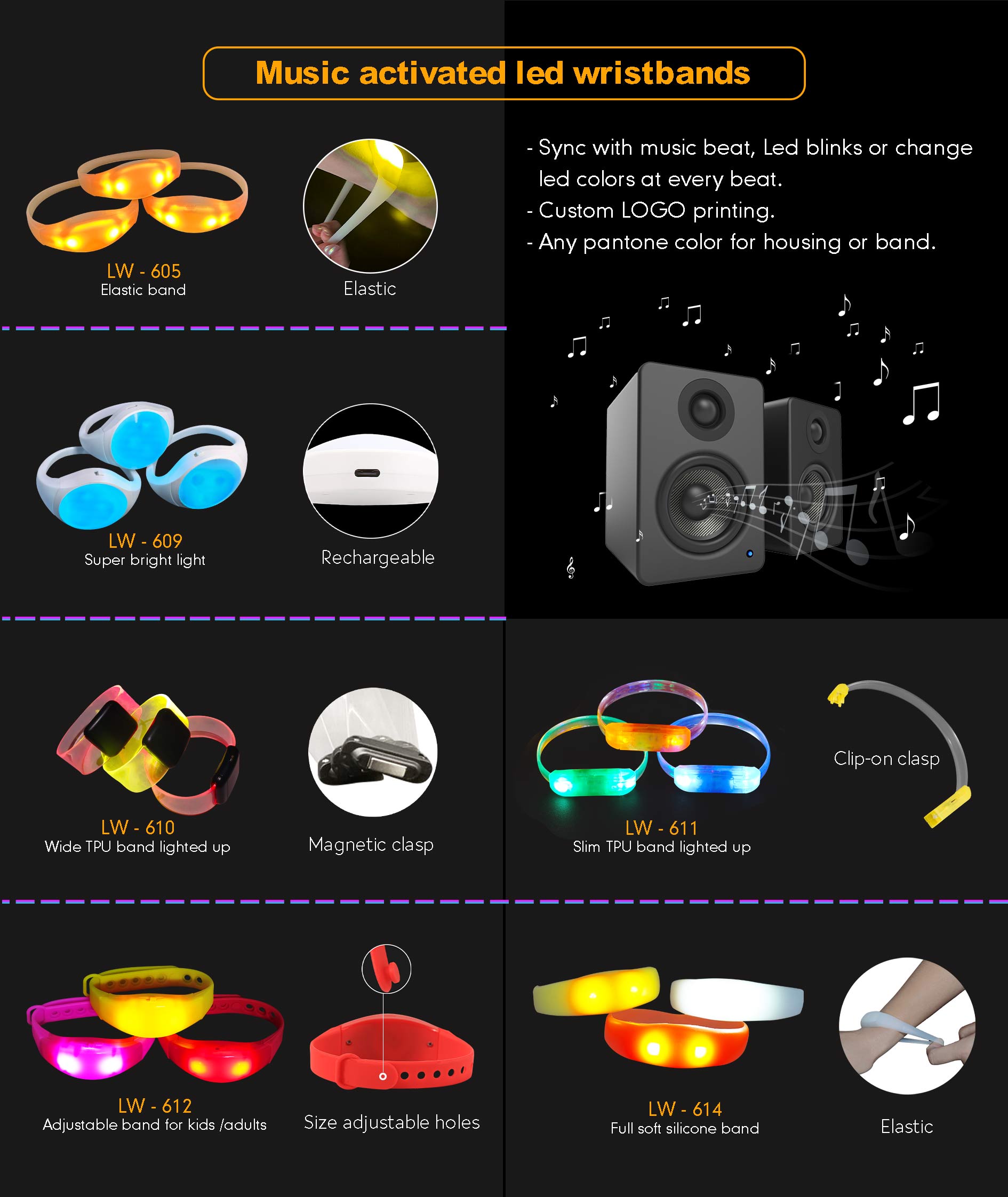 led audio bracelet wristband