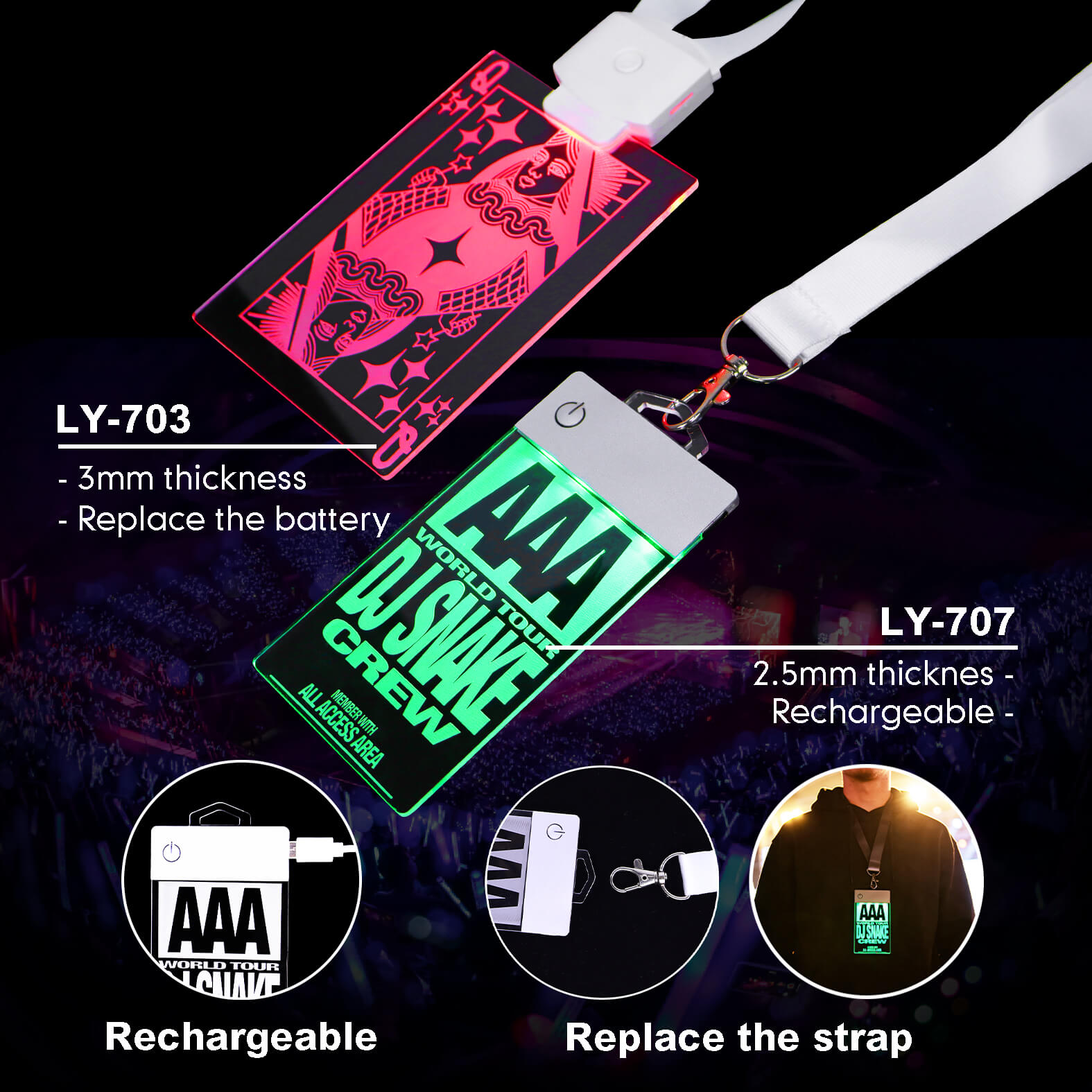 led acrylic badge
