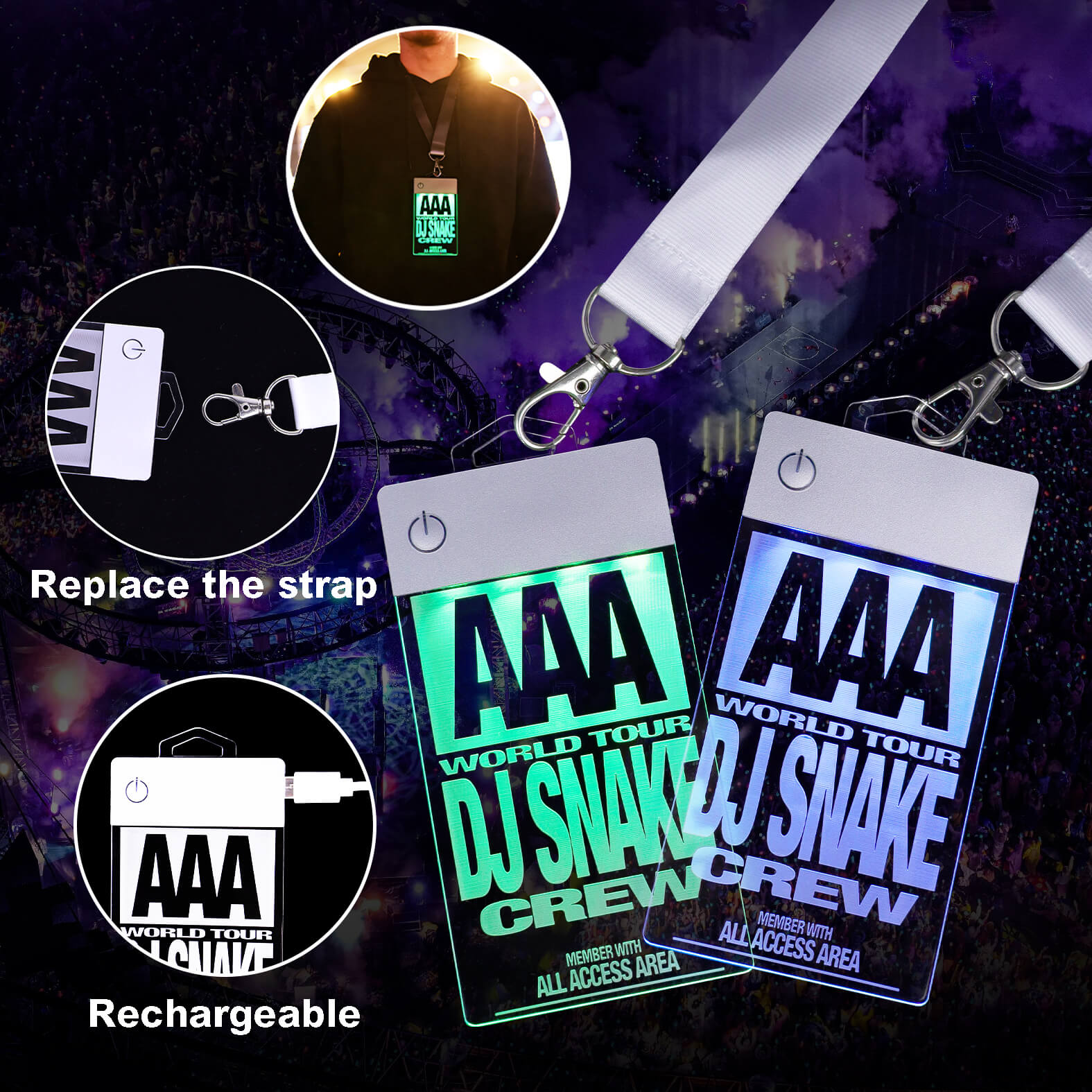 led lanyard transparent logo
