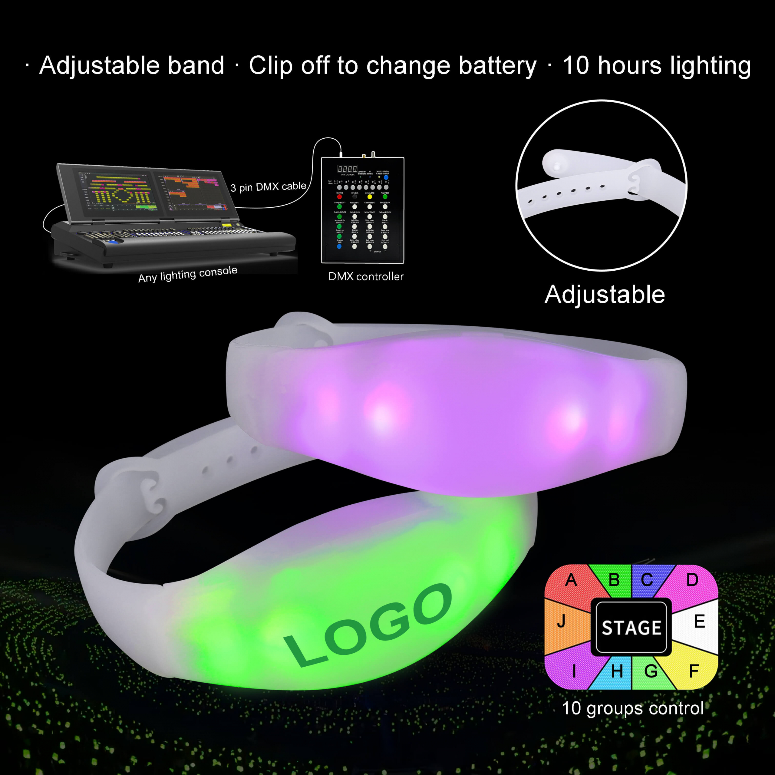 adjustable led wristband